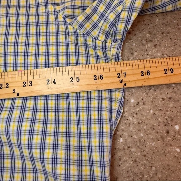 Vintage Polo Ralph Lauren Men's XL Yellow & Navy Button Down Short Sleeve Shirt - Picture 3 of 7